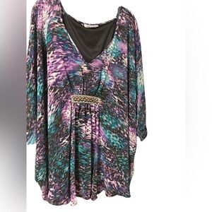 Jennifer Lopez Purple and Blue Patterned Tunic